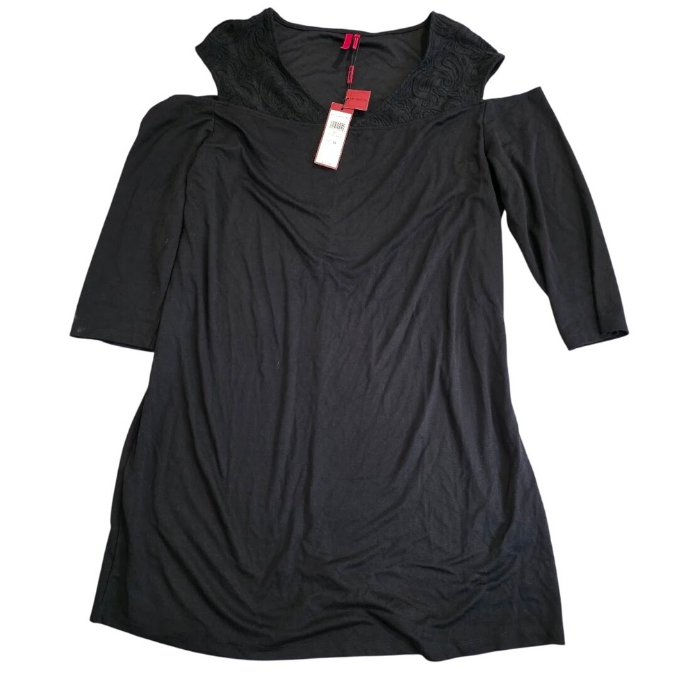 Love Scarlett Black Cold Shoulder Embroidered Knit Dress Plus 1X NEW